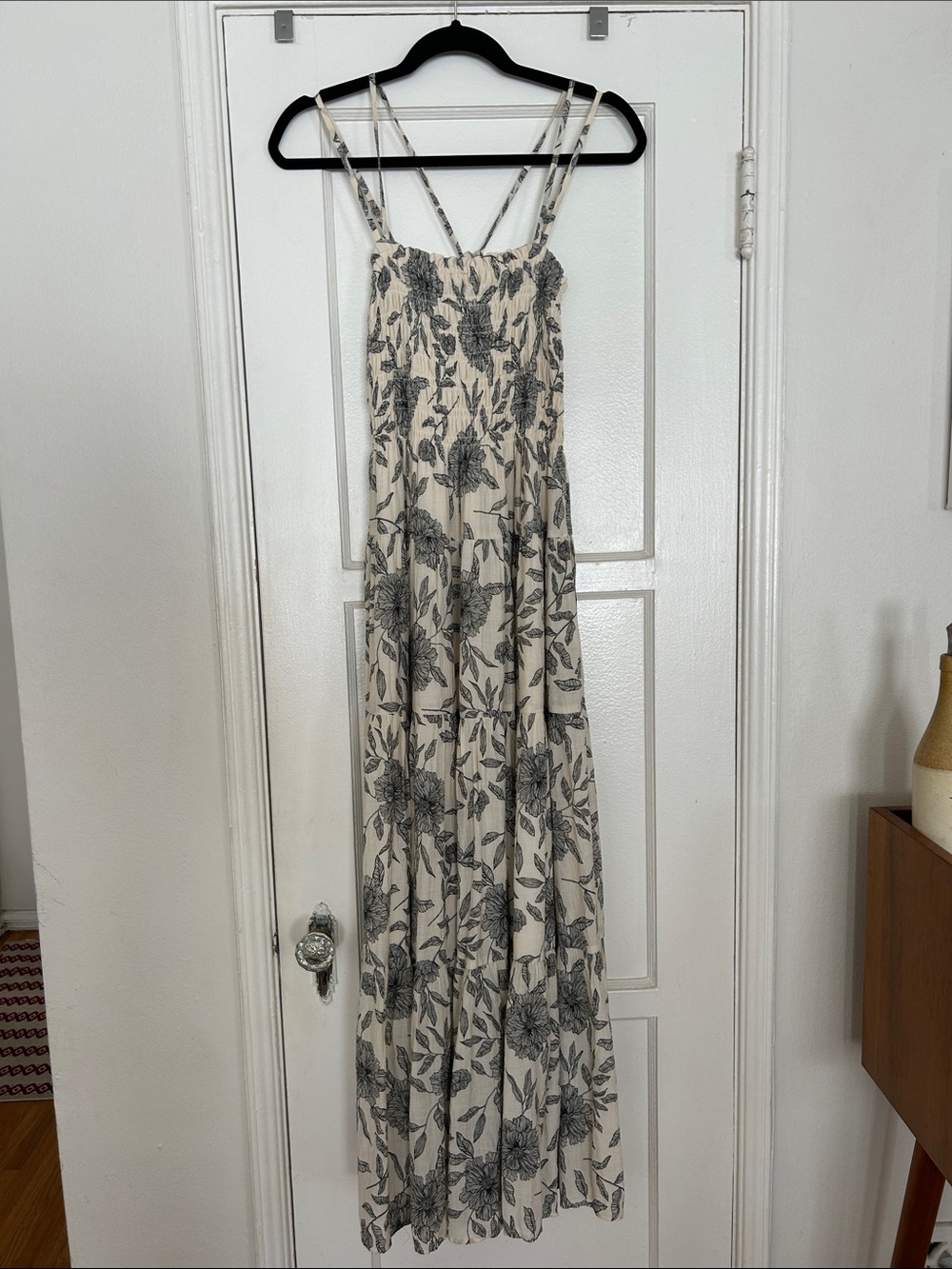 Abercrombie & Fitch Cream Maxi Dress with Black Floral Print